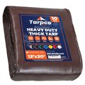 Tarpco Safety 12 ft x 20 ft Heavy Duty 10 Mil Tarp, Brown/Black, Polyethylene, Waterproof, Rip and Tear Proof TS-152-12X20